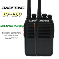 2PCS Baofeng BF-E50 Walkie Talkie Dual Band Portable Long Range UHF 400-470MHz USB/EU/US Ham Two Way Radio for Hunting