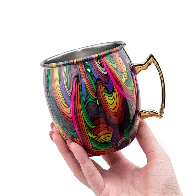 Cocktail Wine Cup Moscow Mule Mug Stainless Steel Hammered Copper Plated Beer Cup Coffee Bar tools Drinkware for Ramadan