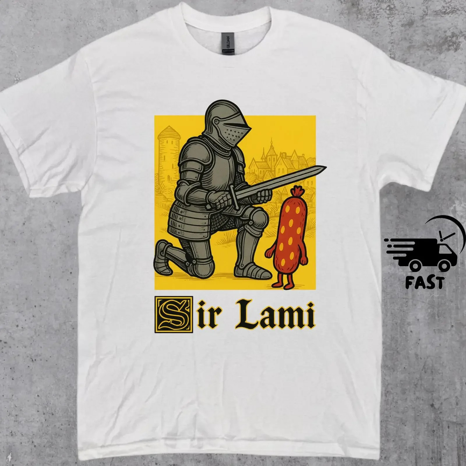 Sir Lami Funny Knight Salami Meme T Shirt Sarcastic Absurd Humor Vintage Crusader Gen Z Gag  vintage Washed Unisex Versatile