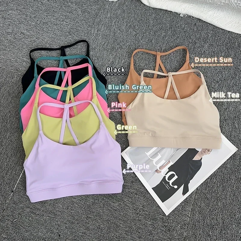 Reggiseno sportivo fitness da donna Top corto da palestra con schiena sexy Canotta da yoga per corsa e pilates antiurto ad asciugatura rapida 👚 👍️