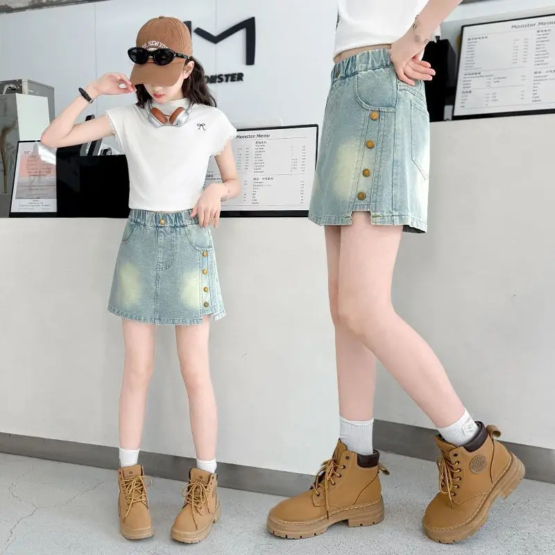 Girls Jeans New 2025 Long Pants Summer Shorts Fashionable Summer Clothing Thin Pants Skirt - view 3