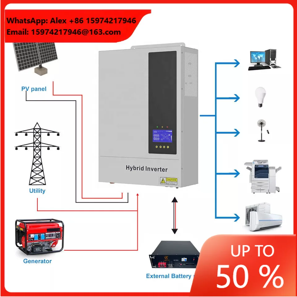 5.5KW 48V Hybrid On/ Off Grid Solar All In One Inverter Solar Energy Systems With MPPT Pure Sine Wave Inverters