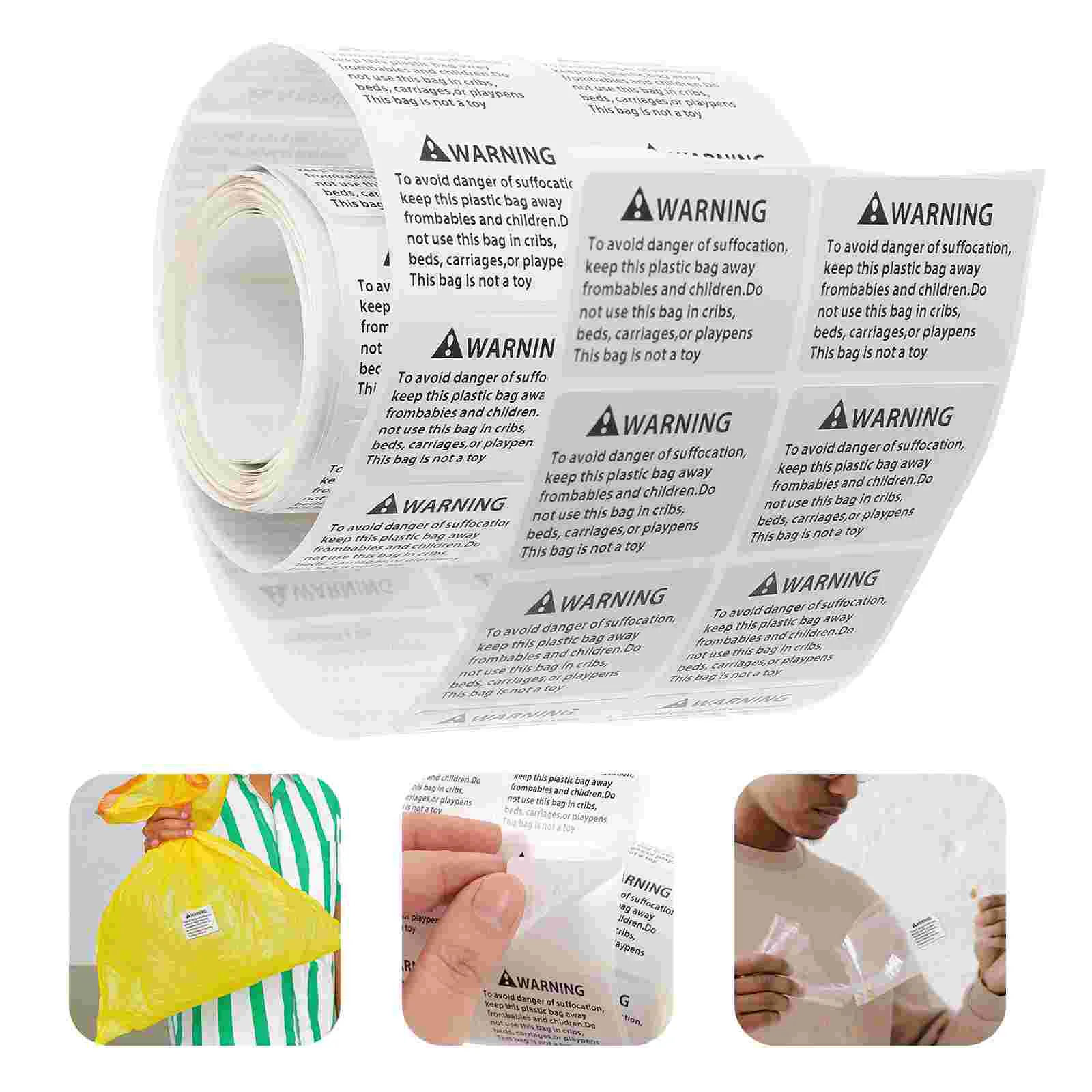 Anti-suffocation Stickers Warning Decals Choking Sign Applique Packing Bag White