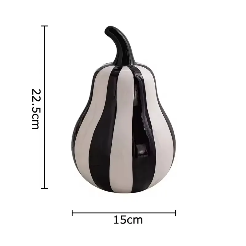 Black and White Striped Apples/pear Ceramic Statue Desk Decoration Minimalist Fruits Sculpture Ornaments Room Aesthetic Decor