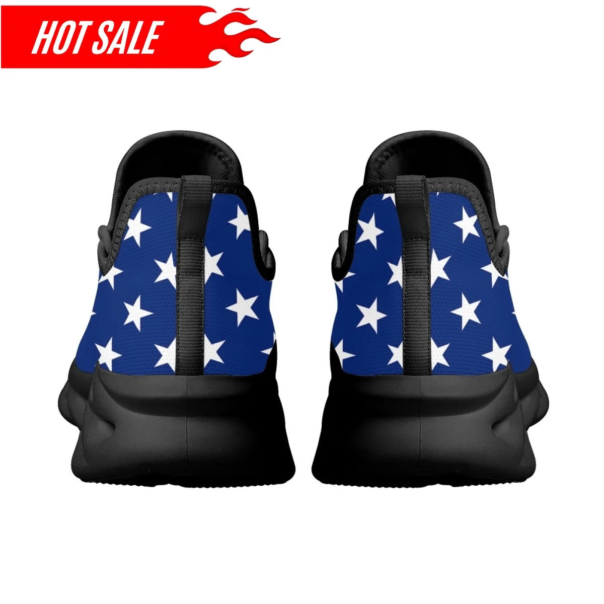 Summer Lace-up Air Cushion Sneakers American Eagle USA Flag Print Mesh Running Shoes for Womens Mens Round Toe Flats