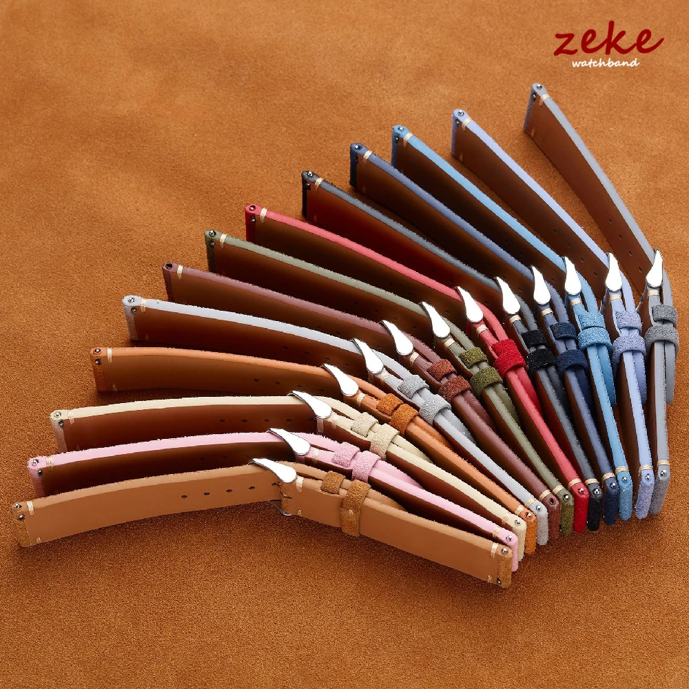 Premium Genuine Leather Watch Band Quick Release 14mm/16mm/18mm/20mm/22mm Suede Watch Straps for Samsung for Seik for Oris Watch image 4