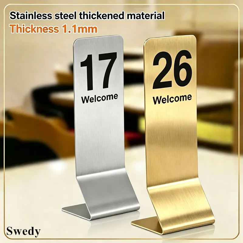5 Pieces Restaurant Stainless Steel Table Number Card Holder Decorative Metal Wedding Table Number Stand Place Card Holder
