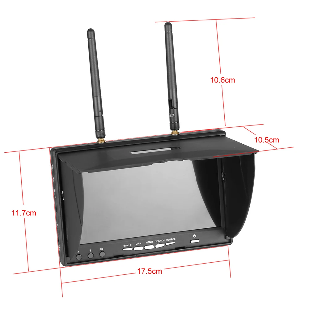 LT5802S 5.8G 40CH 800*480 7 Cal Monitor FPV wbudowany w podwójny odbiornik akumulator z antenami do dronów RC