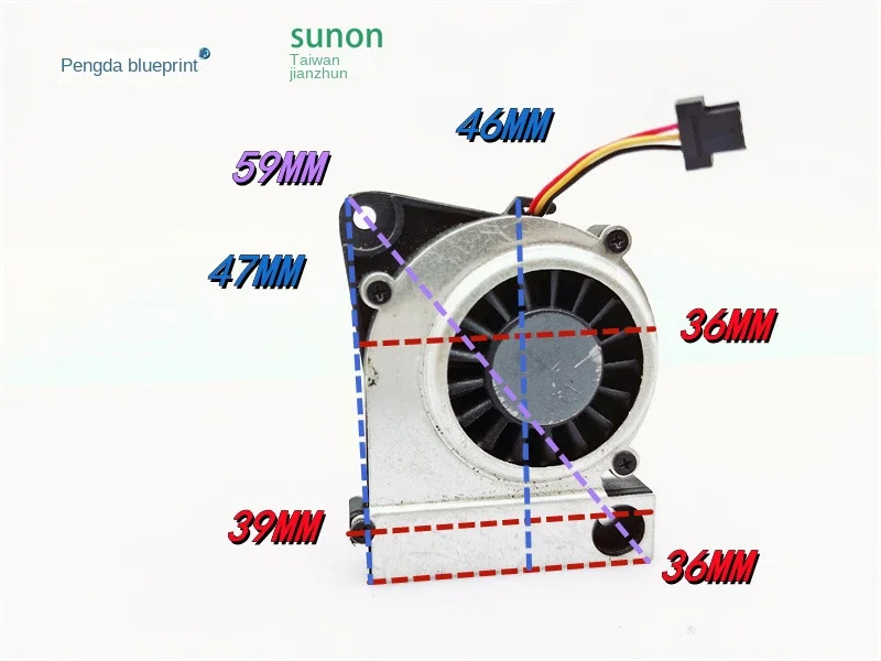 Sunon rolamento magnético Notebook turbina ventilador, GB0535AEV2-8, 5V, 0.45W, 36x44x7mm