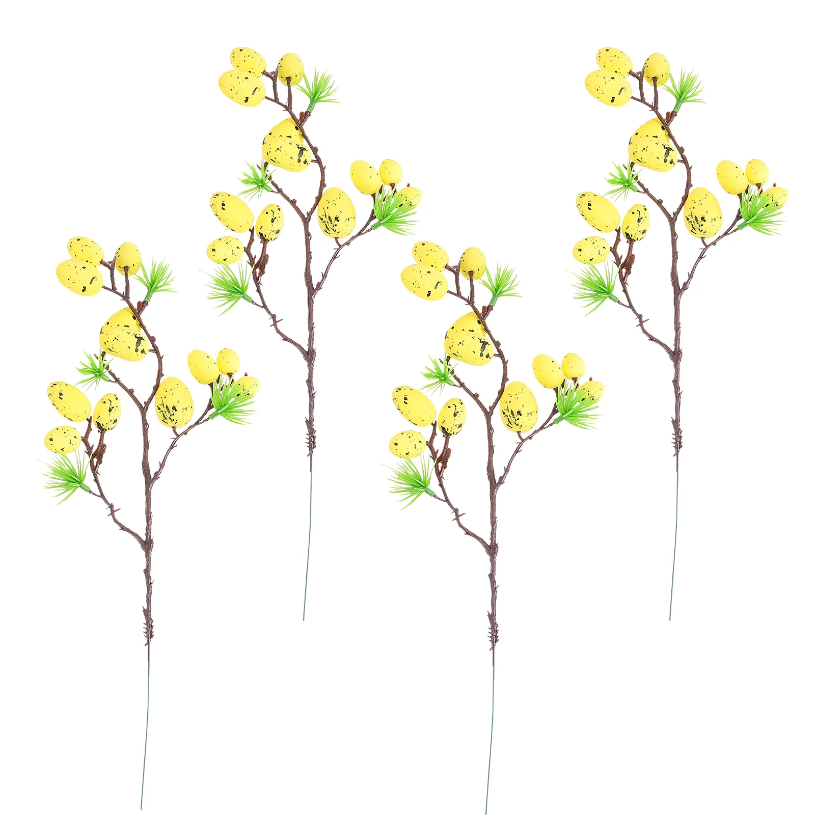

4 Pcs Easter Toys Spotted Egg Cuttings Photo Ornaments Branches Yellow for Fake Eggs