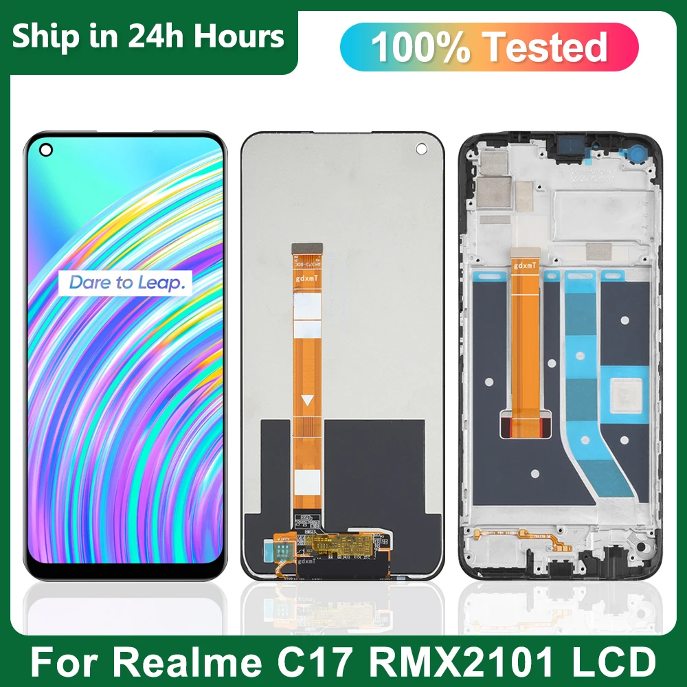 

6.5" Original New For Oppo Realme C17 LCD display touch Panel Digitizer Assembly For realme C17 RMX2101 LCD Display, with frame