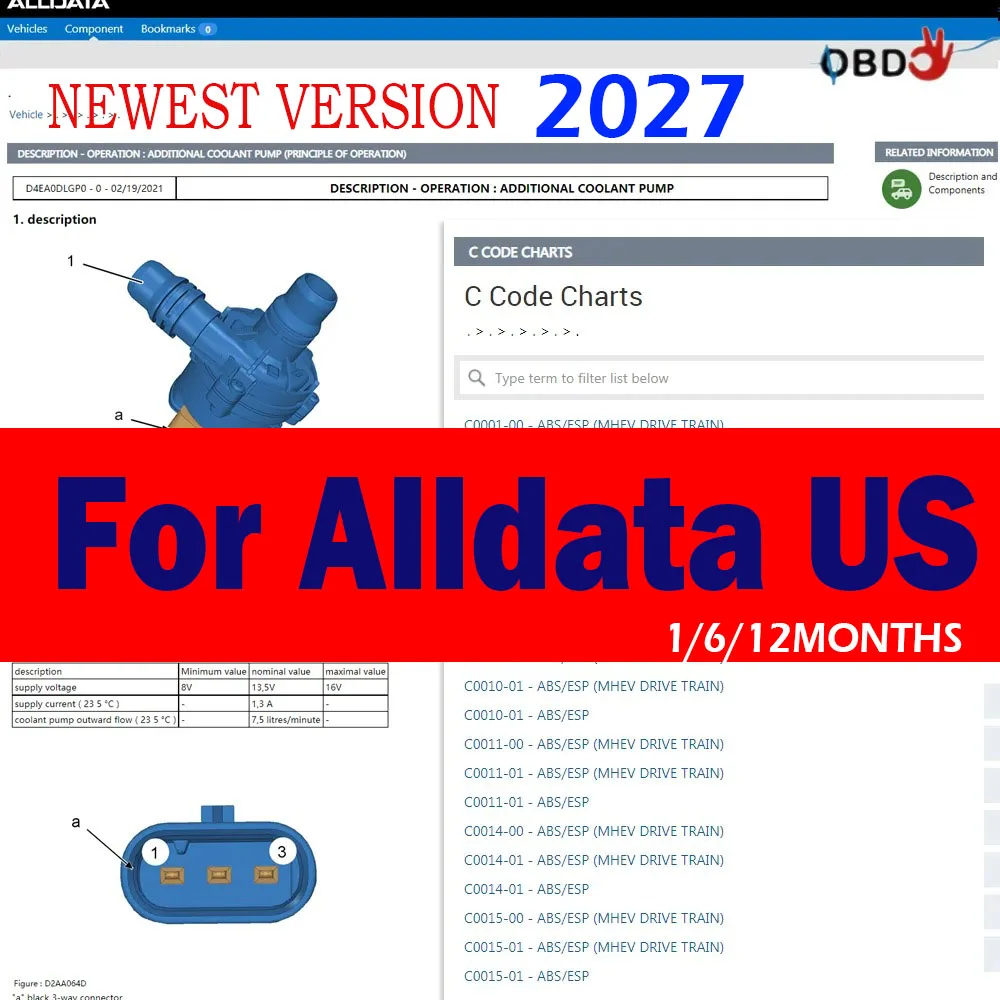

2027 AllData US Online Login Account Wiring Diagrams Repair Software for BMW/V-W/F-ord Automotive Data Solution