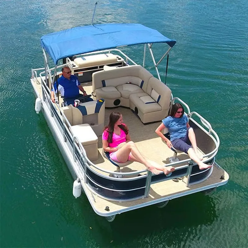 Customized New Mini Cruising Commercial Basic Fishing  Pontoon Boats Aluminum for 2/3/4 Person