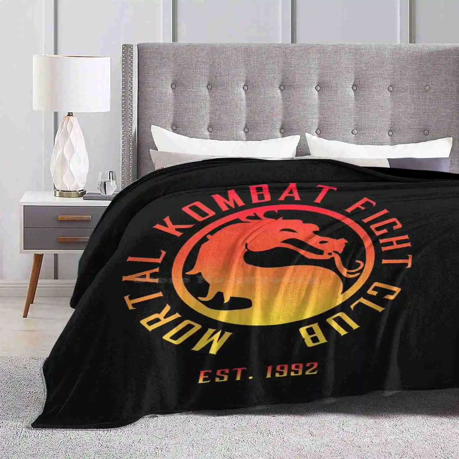 Mortal Kombat Fight Club | Mortal Kombat 11 | Clean Color Logo Soft Warm Light Thin Blanket Mortal Kombat Fight Club Mortal