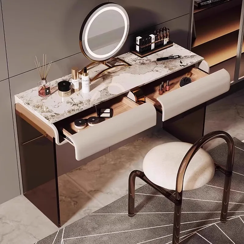 

m Luxury Modern Vanity Table Mid Century Living Room Women Makeup Mirror Dressing Table Chair Acrylic Home Furniture m