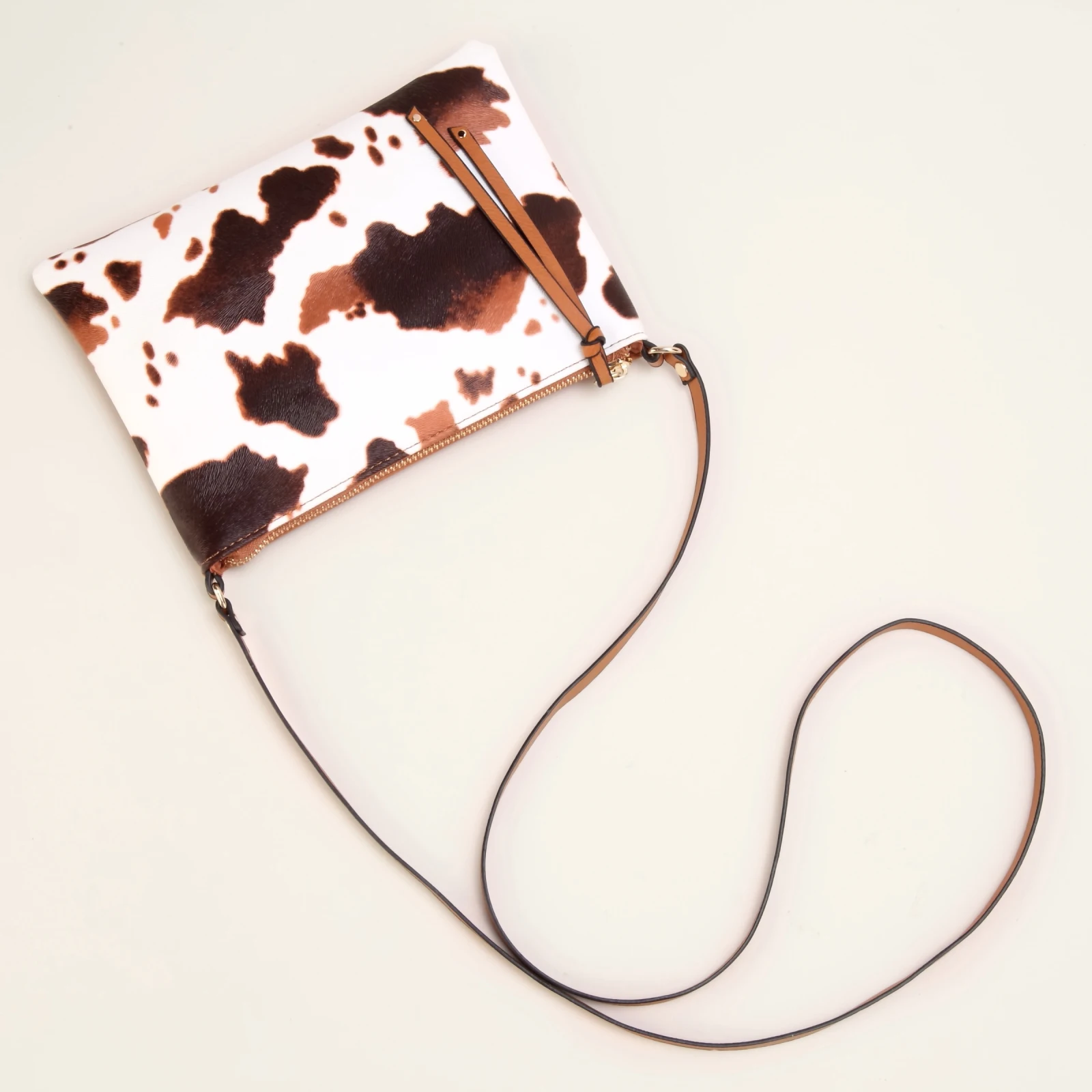 Small Cow Pattern Crossbody Bags For Women, PU Leather Textured Bag Purse, Classic Versatile Fashion Shoulder Bag