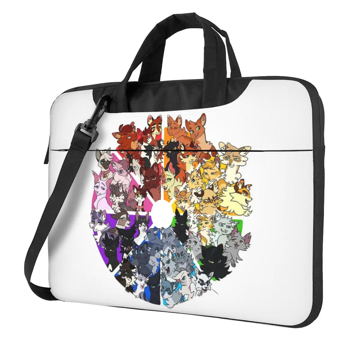 Warrior Cats Color Wheel Laptop Bag Shockproof Case Computer Bag 13 14 15.6 Inch Crossbody Notebook Pouch For Macbook Pro Air