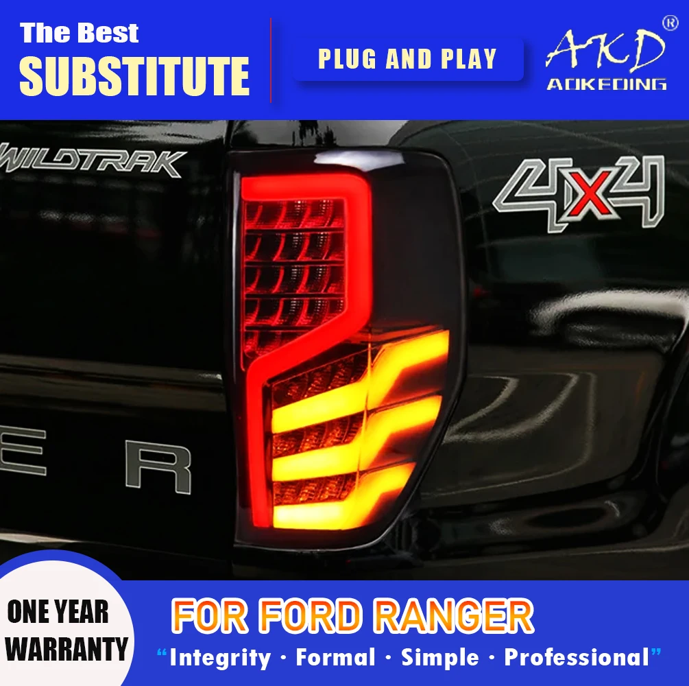 

Задняя фара AKD для Ford Ranger светодиодный Tail 2012-2020 Ranger, задний противотуманный тормоз, сигнал поворота, автомобильные аксессуары