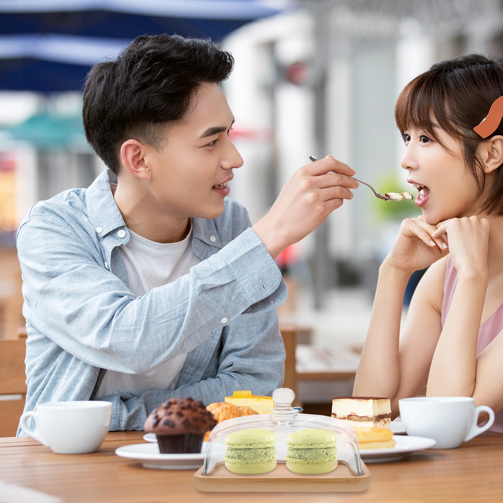 

1 set 1 Set Desktop Cake Tray With Handle Multi-Function Glass Food Storage Holder For Dessert Vegetable Cover Kitchen Accessory