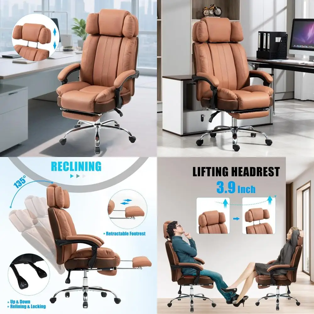 office chair with adjustable headrest for heavy people 500lbs, big and tall executive office chair with extra wide seat, footres