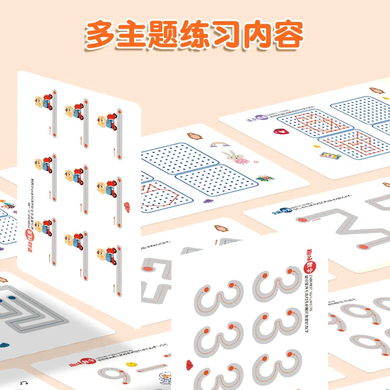 Pen Control Training Book, Basic Handwriting Practice for Children's Early Education, Erasable Paper Baby Practice Cards
