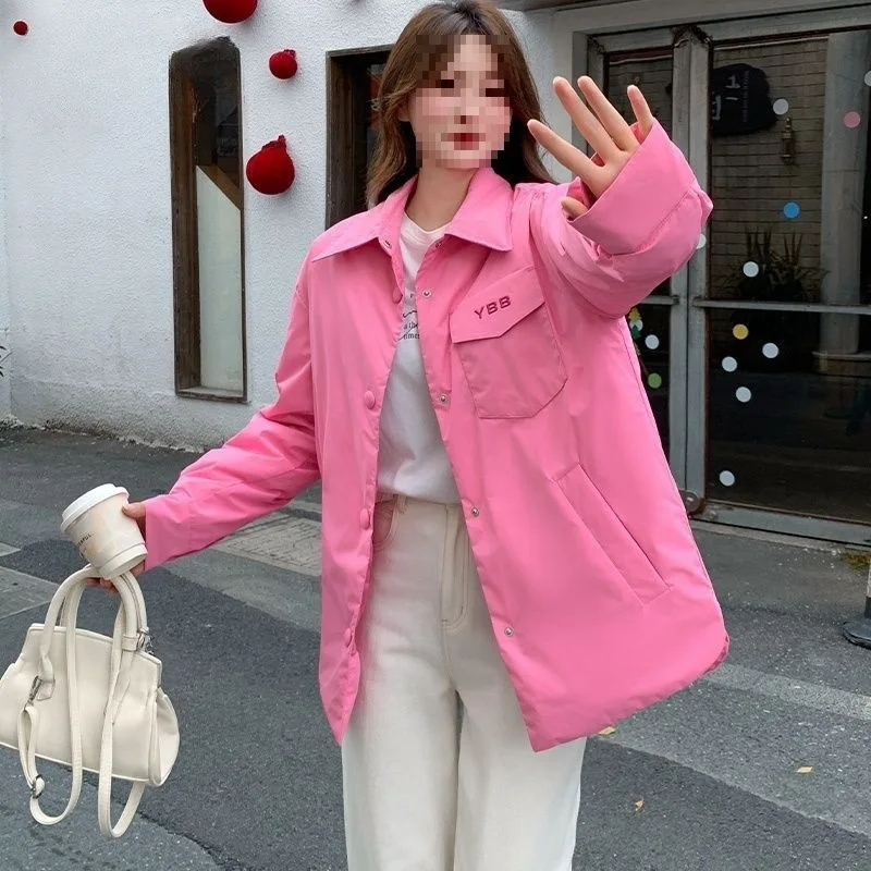 패션 경량 화이트 덕 다운 셔츠 남녀 공용 짧은 캐주얼 턴다운 칼라 겨울 재킷 커플 아우터웨어 JK-181