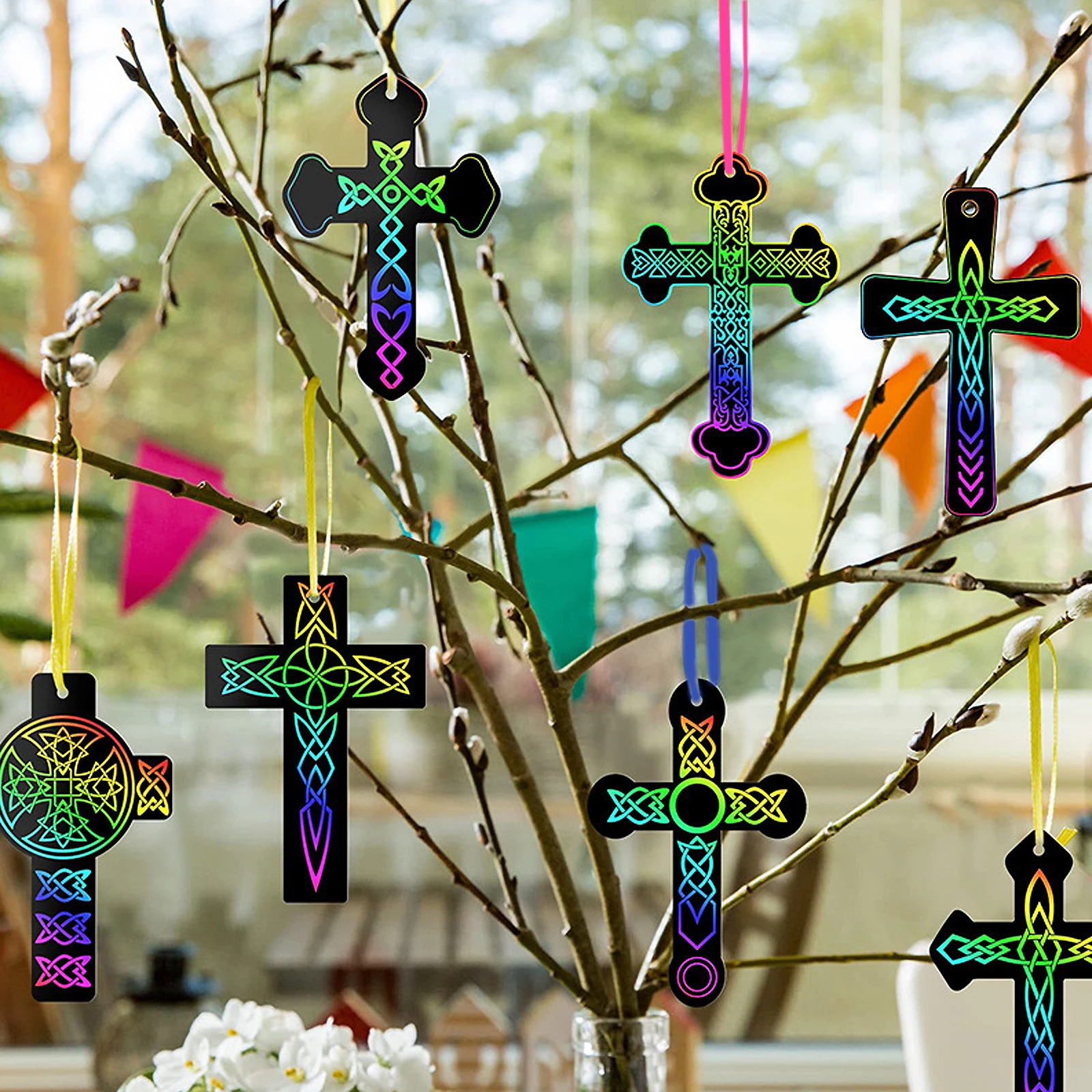

1 set Easter Bookmark Scratch Cross Craft Kids Party Supplies Easter Scratch Paper Decoration
