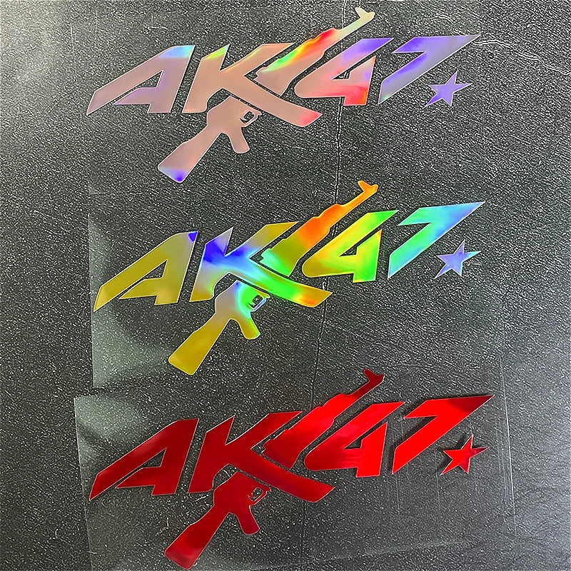 

1 шт. AK47 лазерная наклейка для мотоцикла, водостойкая для мотоциклетного шлема, топливного бака, скутера, украшение для окна автомобиля, универсальные виниловые наклейки