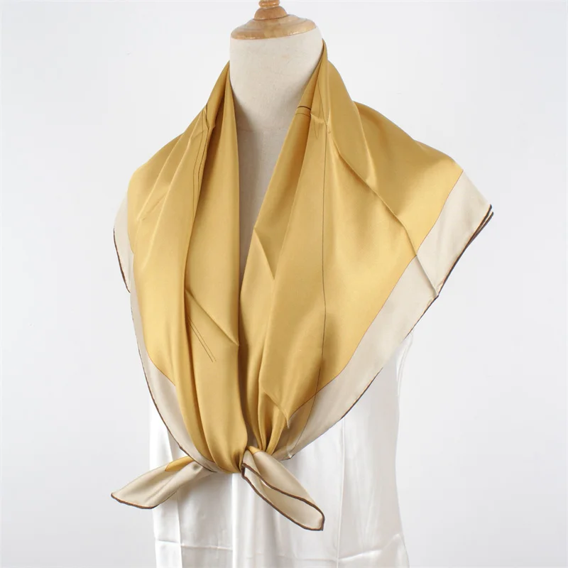 Square 90 Silk Scarf 100% Twill Silk Scarf Shawl Cape Womens Fashion Silk Neckerchief Necktie