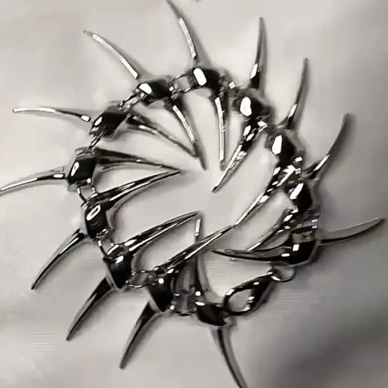 المبالغة الأصلي شوكة سبايك عظم السمك مخروط الهيب هوب قلادة قلادة للرجال النساء الأشواك سلسلة طويلة الشرير بيان مجوهرات