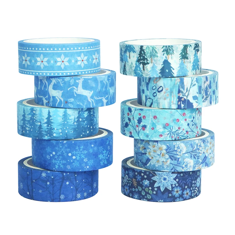 10Rolls Christmas Washi Tape Set Winter Decorative Adhesive Tape Stationery Scrapbooking Washitape Journal Supplies Masking Tape