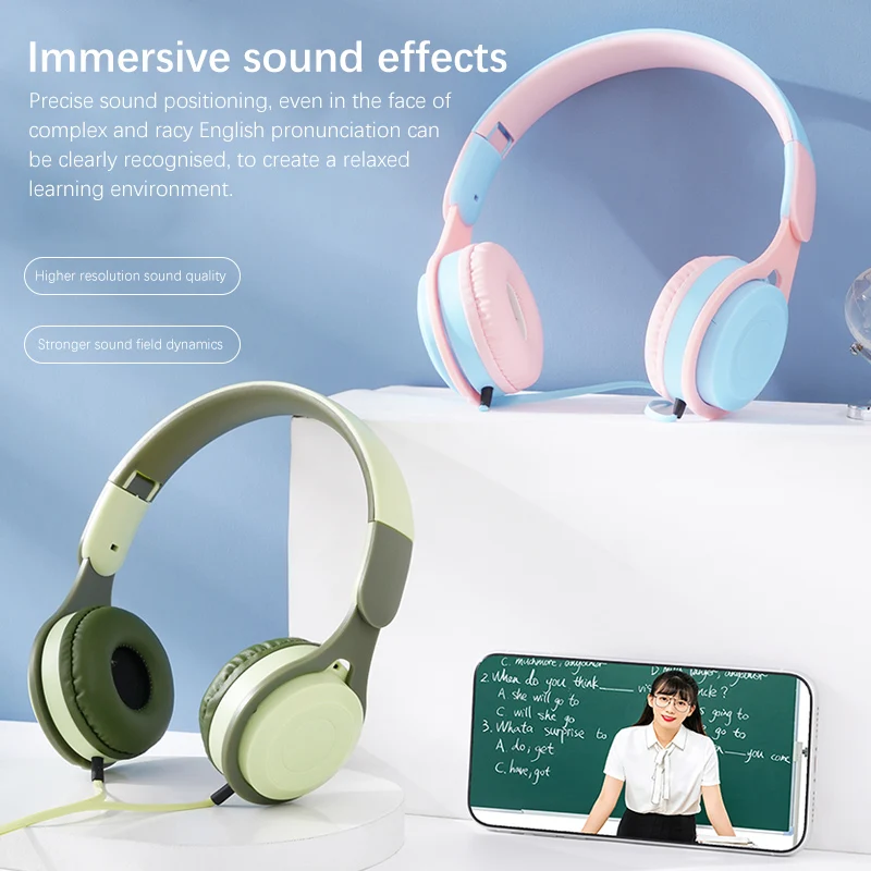 Headworn Wired Headset Cellular Computer Universal New Folding Style Students Online Class Game Earphone Birthday Gift