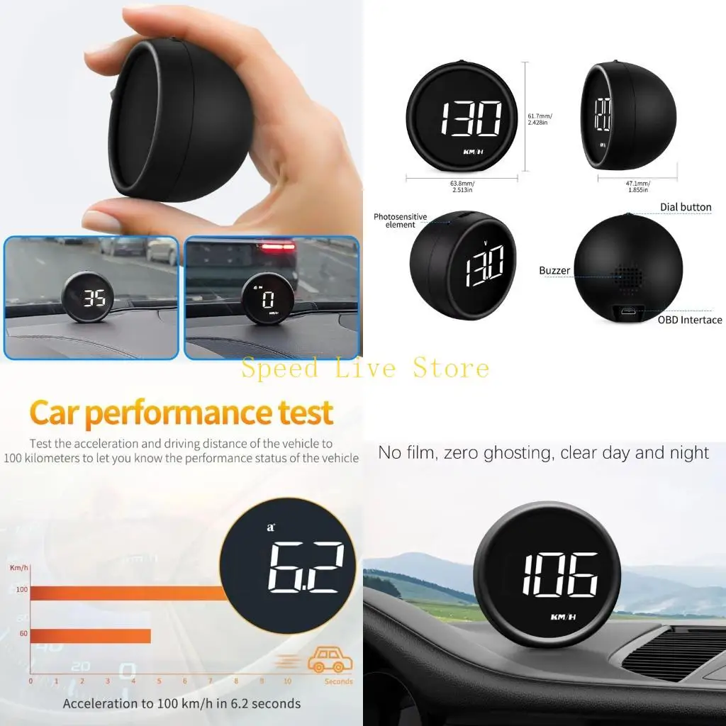 547C High Visibility Hud Car Hud Display for Cars Shows Speed Level Temperature