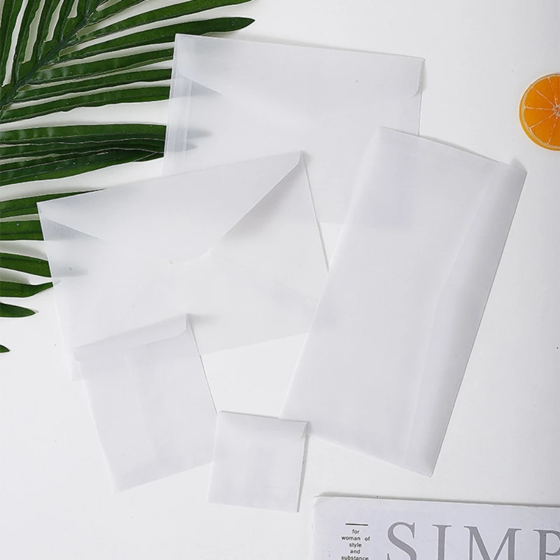 1 Pack Glassine Envelope Clear Envelopes for Seeds Coin Collecting Ticket Stamp Card White Translucent Paper Envelope Holder