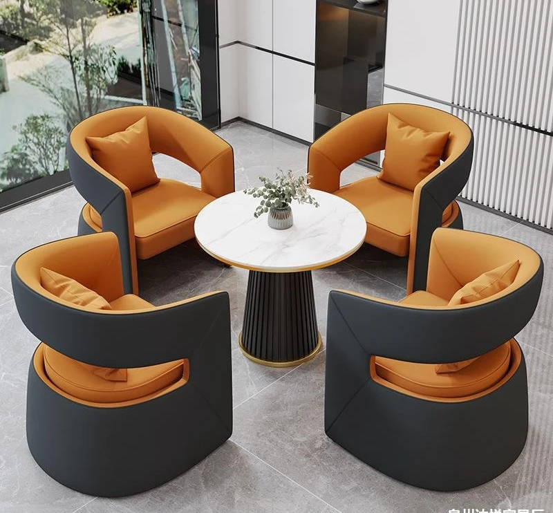 مجموعة طاولة تفاوض حديثة فاخرة وخفيفة الوزن وكرسي، وأريكة استقبال VIP للأعمال في مكتب المبيعات، وردهة الفندق