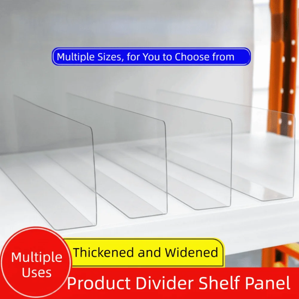5Pcs Transparent Shelf Divider Panels 20/30/40cm Clear View Supermarket Shelf Dividers Heavy-Duty Multifunction Desk Gap Barrier