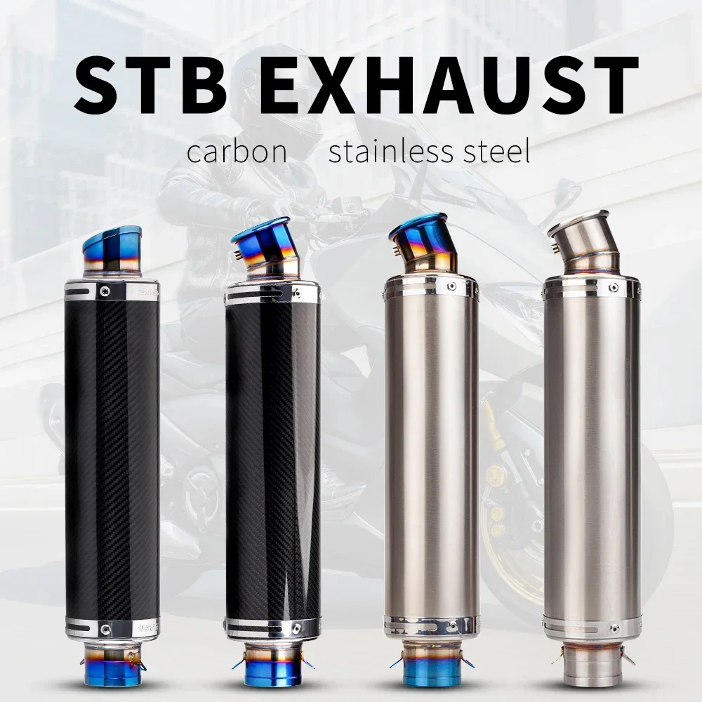 

51MM Universal motorcycle exhaust muffler STB for MT07 MT09 Z900 R3 Z400 R11 straight tail section exhaust pipe
