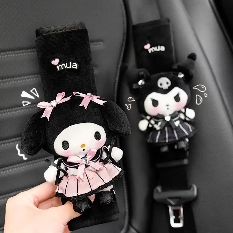 Sanrio Kuromi Kawaii My Melody Anime Car Interior Decoration Car Seat Belt Cover Headrest Shoulder Pads Universal Car Ornaments