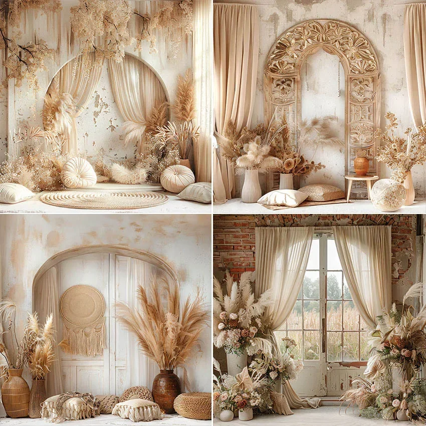 

Mehofond Photography Background Boho Pampas Arch Flowers Adult Birthday Wedding Maternity Portrait Decor Backdrop Photo Studio