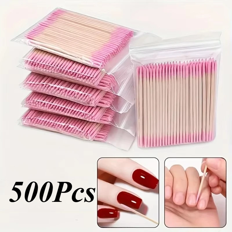 100/300/500Pcs Disposable Nail Polish Remover Sticks Gel Nail Art Cleaning Swabs Manicure Tools