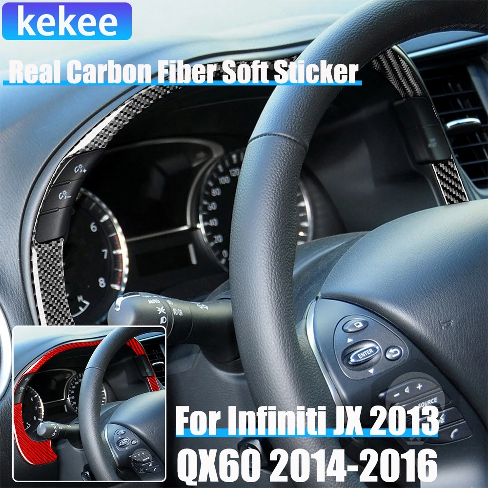 Real Carbon Fiber Car Accessories Dashboard Speedometer Frame Trim Cover Soft Sticker For Infiniti JX 2013 QX60 2014 2015 2016