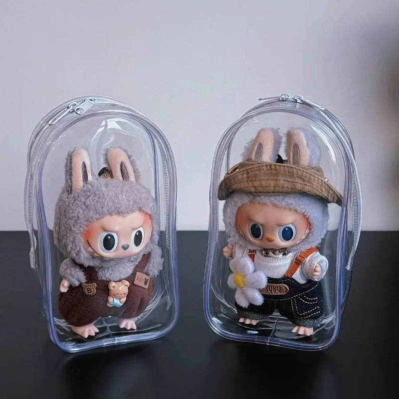 Labubu V1 V2 Storage Doll Bag PVC Transparent Protection Cover Keychain