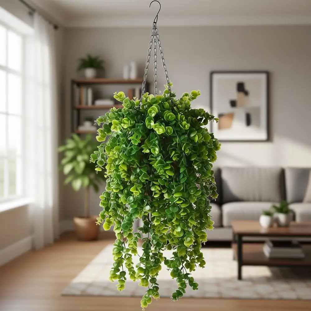 

Elegant Eucalyptus Hanging Plant Basket - UV-Resistant Outdoor Decor for Porch, Patio, Balcony, and Yard