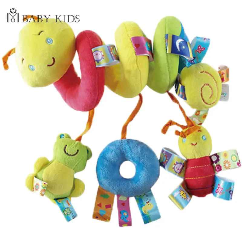 Baby Spiral Hanging Rattles Toys Plush Infant Squeaky Hand Bells Mobile Cartoon Bed Stroller Pacifier Toy Toddler погремушки