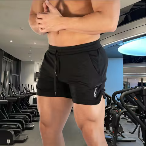 Mens Gym Training Shorts Men Sports Casual Clothing Fitness Workout Man Running Grid quick-drying compression Shorts Athletics