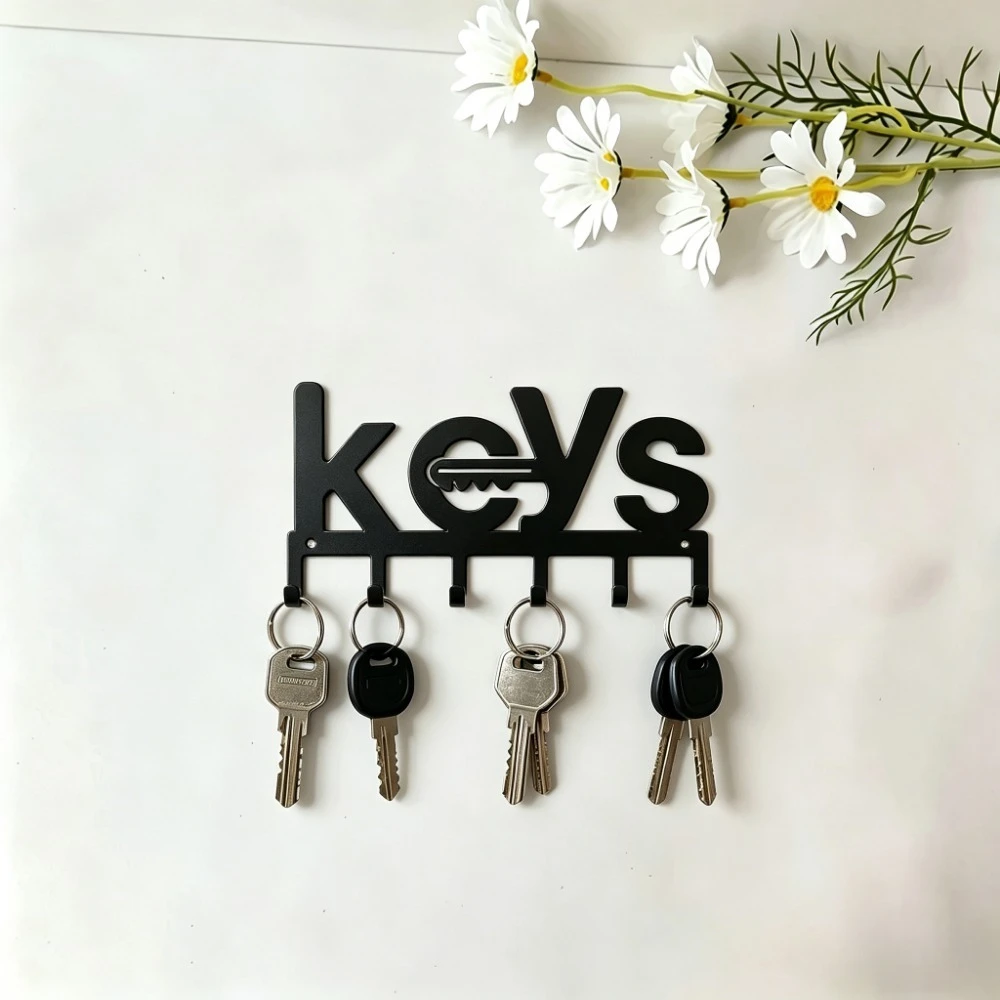 CIFBUY Key Shape Metal Wall Art Key Holder Waterproof Durable Iron Craft Decor For Entryway Living Room Bathroom Home Interior