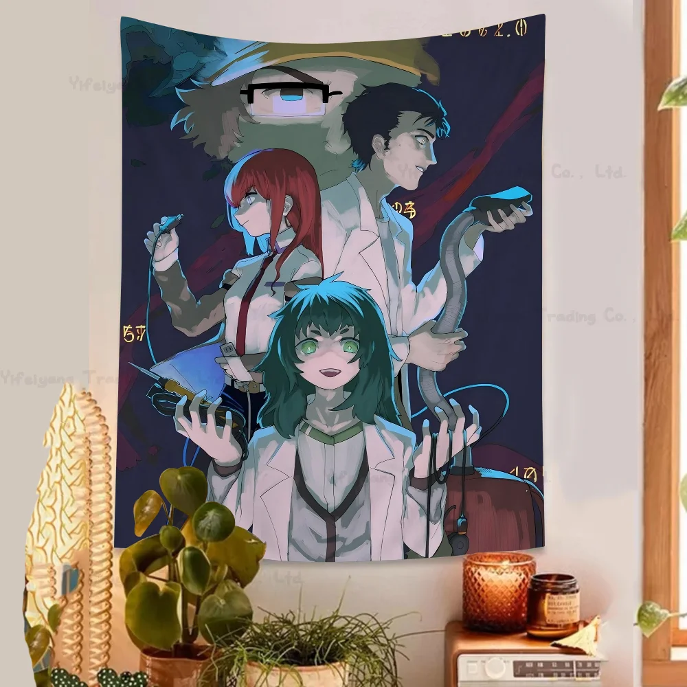 Japan Popular Sci-Fi Anime STEINS; GATE DIY Wall Tapestry Hanging Tarot Hippie Wall Rugs Dorm INS Home Decor