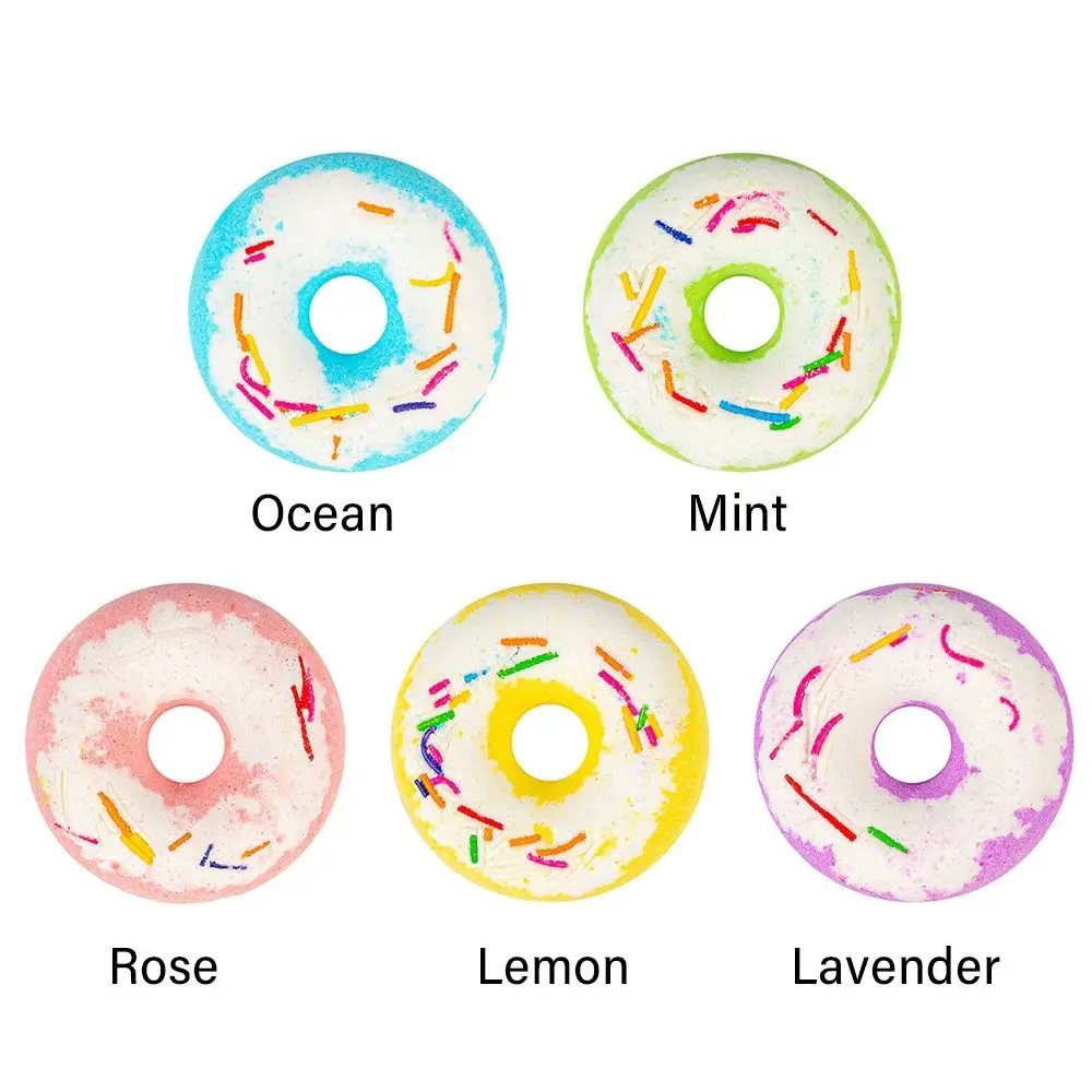 رائحة مبهجة دونات حمام مرطب ناعم ورائع لون فقاعة حمام قنابل الليمون رائحة الجلد ودية كرات ملح الاستحمام المنزل