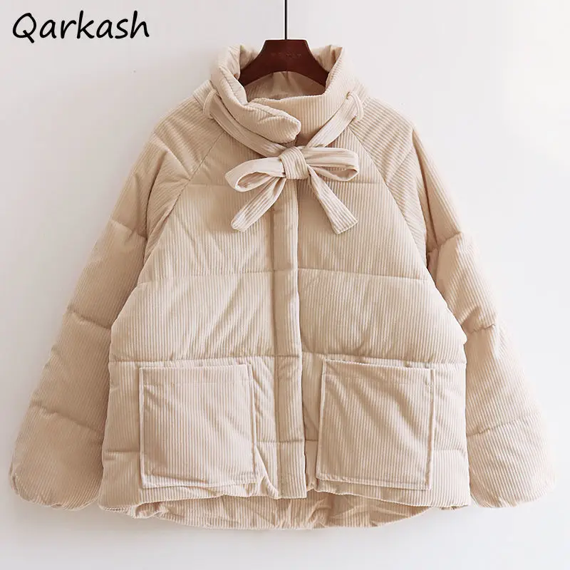 Parkas Women Solid Pockets Korean Style College Simple Winter Outwear Warm 5 Colors Daily Clothing Ladies Basic Leisure Popular