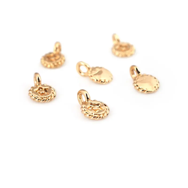 20PCS 4.5x7MM 18K Gold Color Brass Small Round Star Charms High Quality Diy Jewelry Making Necklace Earrings Accessories